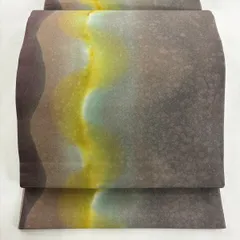 【美品】 袋帯 秀品 幾何学 銀糸 灰紫 六通 正絹 【中古】