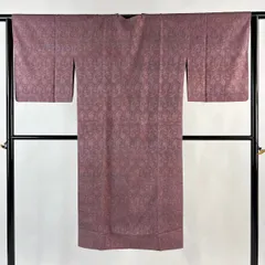 【美品】 道行 身丈126cm 裄丈64cm M 和装コート 角衿 リバーシブル 草花 ぼかし 赤紫 正絹 名品 【中古】