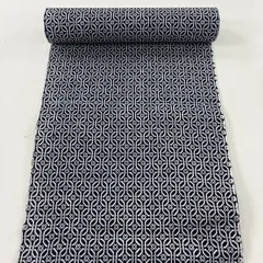 反物 優品 小紋 幾何学 濃紺 綿 【中古】