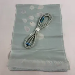 【美品】 和装セット 優品 帯締め帯揚げ2点セット 花びら 刺繍 絞り 薄緑 正絹 和装小物  【中古】