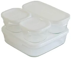 ホワイト 200ml × 4点セット 2個 パック&レンジ / 500ml 角型 × 保存容器 1個 / ガラス 1200ml 耐熱 × 1個 iwaki(イワキ) PS-PRN-4W2
