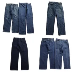 古着卸 まとめ売り ディッキーズ Dickies デニム パンツ 6枚セット (メンズ 36 /38 ) 濃紺 フェード インディゴブルー 中古 古着 ND0741