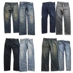 古着卸 まとめ売り ディーゼル DIESEL デニム パンツ 8枚セット (メンズ 40 /38 /34 ) インディゴブルー フェード 中古 古着 ND0684