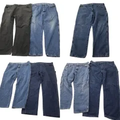 古着卸 ディッキーズ Dickies ペインターデニム パンツ 7枚セット (メンズ 42 /44 ) ブラック インディゴブルー ワーク 中古 古着 ND0708