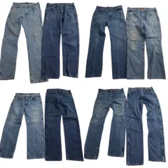 古着卸 まとめ売り Wrangler ラングラー デニム パンツ 8枚セット (メンズ 34 ) ストレート フェード インディゴブルー 中古 古着 ND0789