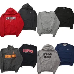 古着卸 まとめ売り チャンピオン Champion スウェット 8枚セット (メンズ M ) フーディー カレッジ風 ハーフジッップ 中古 古着 ND0822