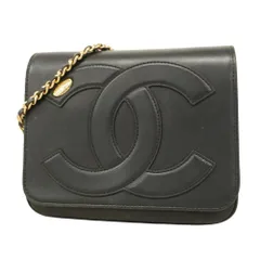 シャネル(Chanel) シャネル ショルダーバッグ Wチェーン ラムスキン ブラック レディース