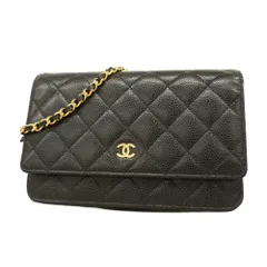 シャネル(Chanel) シャネル 財布・ショルダーウォレット マトラッセ チェーンショルダー キャビアスキン ブラック レディース