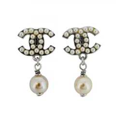 シャネル(Chanel) シャネル ピアス ココマーク メタル フェイクパール シルバーレディース