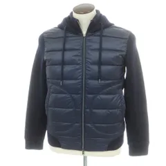【中古】ヘルノ Herno ナイロン ニット切替 ダウンジャケット ネイビー【サイズ50】【メンズ】