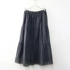 サマンサモスモス Samansa Mos2 SM2 ティアード裾レーススカート F‖チャコールグレー ボトムス ロング フレア【2400014735116】