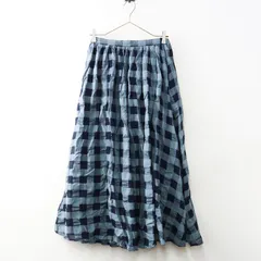 サマンサモスモス Samansa Mos2 SM2 シアーブロックチェックスカート F‖ブルー ボトムス ロング フレア イージー【2400014735093】