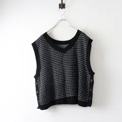 サマンサモスモス Samansa Mos2 SM2 ジャガード前後着ニットベスト F‖ブラック ジレ トップス プルオーバー【2400014726381】