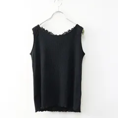 サマンサモスモス ブルー Samansa Mos2 blue フラワーレースタンクトップ F‖ブラック トップス インナー ノースリーブ【2400014735994】