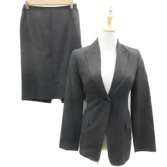 ボッシュ BOSCH スーツ セットアップ 上下 テーラードジャケット ミドル丈 シングルボタン 総裏地 タイトスカート ミモレ丈 ウール 36 ダークグレー /YM15