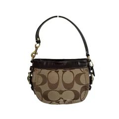 COACH(コーチ) ハンドバッグ シグネチャー柄 41856 カーキ×ダークブラウン レザー