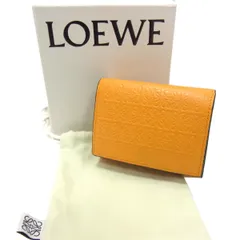 定価9万円◆LOEWE ロエベ 三つ折り財布 エンボス アナグラム リピート トライフォールド ウォレット スペイン製 レディース
