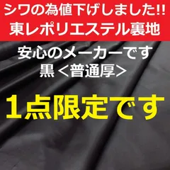 1点限定<3.1m>安心の東レポリエステル裏地*普通厚*黒*ブラック*シワの為アウトレット*runpo生地Shop*6600BK