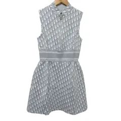 美品 クリーニング済 Christian Dior クリスチャンディオール オブリーク スリーブレスドレス ワンピース 143R04A4040 size34 グレー レディース 古着 中古 USED