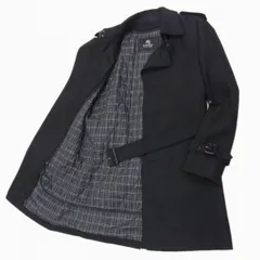 美品◇BURBERRY BLACKLABE シングル トレンチコート ブラック ヘリンボーン ライナー付きチェック  バーバリーブラックレーベル メンズ