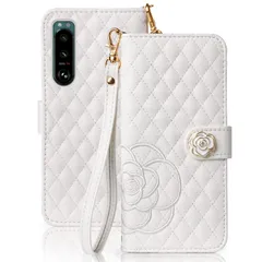 新品 SZJAMIE Xperia 5 III ケース 手帳型 SO-53B SOG05 スマホケース 薔薇と山茶花刺繍 エクスペリア5III 手帳型ケース 花柄 おしゃれ 可愛い 女性向け 手触り柔らかい 耐衝撃 スタンド カード収納 財布型 全面保護 スト