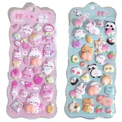 潤木社 おしりぷにぷにシール お尻シールぷにぷに 3D立体 かわいい キャラクター ぷくぷく ふわふわ もちもち スクイーズ ステッカー シール帳 デコレーション 2枚セット(2pcs blue+pink) 0