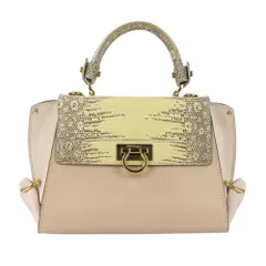 美品 Salvatore Ferragamo サルヴァトーレフェラガモ ガンチーニ ミニソフィア 2way ハンドバッグ ショルダーバッグ ピンクベージュ レディース 古着 中古 USED