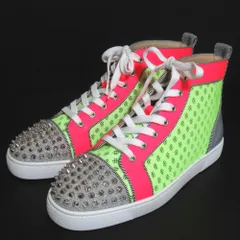 新品同様 Christian Louboutin クリスチャンルブタン ルイスフラット スパイクスタッズ スニーカー サイズ41.5 約26.5cm マルチカラー メンズ 古着 中古 USED