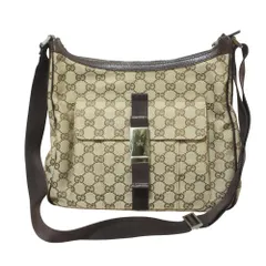 美品 GUCCI グッチ GGキャンバス ショルダーバッグ 131211 ベージュ ブラウン レディース 古着 中古 USED
