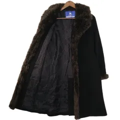 【極美品】BURBERRY BLUE LABEL バーバリーブルーレーベル ファーコート 38　黒　ロング丈　シャドーチェック