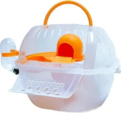【こもれび屋】 NEWハムスターキャリー 人気 ペットキャリアケース お出かけ ポータブルケージ 給水器付き 通気性 ハムスター・ラット・マウス・リスなど (オレンジ,  S)のサムネイル