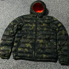POLO RALPH LAUREN ポロラルフローレン カモフラージュ ダウン アウター ダックダウン 軽量 M 未使用級