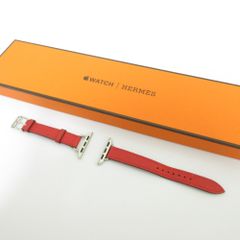 Excellent condition HERMES Apple Watch leather band, 42mm, red, women's, used, pre-owned