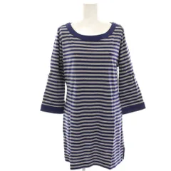 バーバリー ロンドン BURBERRY LONDON ロングTシャツ カットソー チュニック 七分袖 ボーダー 2 グレー 青 ブルー /HN