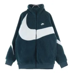NIKE (ナイキ) AS M NSW VW SWSH FULL ZIP JKT ロゴ刺繍 リバーシブルナイロン フリースボアジャケット グリーン BQ6546-328