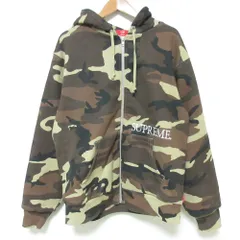 良品 Supreme シュプリーム Thermal Zip Up Hooded Sweatshirt パーカー サイズL カモフラ ブラウン メンズ 古着 中古 USED