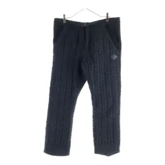 MONCLER (モンクレール) レザーロゴパッチ ウールニット 切り替え ロングパンツ ブラック/ダークグレーのサムネイル