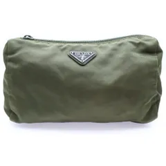 PRADA (プラダ) 三角ロゴ ナイロン ポーチ バッグ カーキ