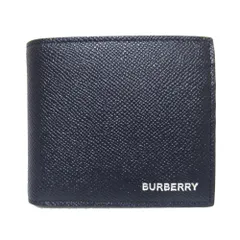 新品同様 BURBERRY バーバリー コンパクトウォレット 二つ折り財布 札入れ カード入れ 小銭入れ ネイビー メンズ 古着 中古 USED
