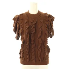 アナイ ANAYI フリル ラッフル プルオーバー ニット セーター 半袖 38 茶 /NR ■OS