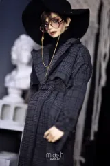 球体関節人形 SD衣装 コート 麻ジョンデファ用 シリウス グレー CHECK