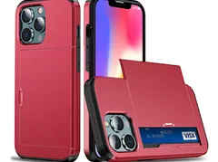 iPhone 13Pro スマホケース カード収納 耐衝撃 軽量　レッド　520060IP13P