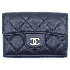 CHANEL (シャネル) マトラッセ クラシック スモールフラップウォレット コンパクトウォレット ブラック キャビアスキン ゴールド金具 AP0230