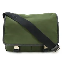 PRADA プラダ ロゴジャガード ショルダーバッグ メッセンジャーバッグ 斜め掛け ナイロン レザー カーキ ブラック 黒 シルバー金具 VA0768