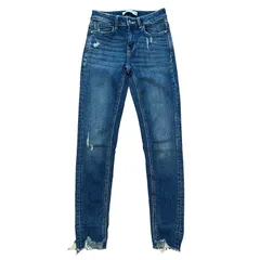 ZARA スキニーデニム ダメージ加工 インディゴ サイズ34 レディースXS ザラ