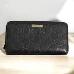 t33　グッチシマ　ブラック　プレート　GUCCI　グッチ　長 財布　ジップ アラウンド ウォレット　ラウンド ファスナー　小銭入れ　コインケース 付き