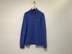 本物ポロゴルフPOLO GOLFラルフローレンコットンストレッチハーフジップロゴ刺繍長袖ロンTシャツメンズサーフアメカジミリタリーストリートスケーターワークビジネススーツモードゴルフドレスバイカー青ブルーL