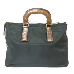 良品 PRADA プラダ ナイロン×レザー ハンドバッグ ブラック ブラウン レディース 古着 中古 USED