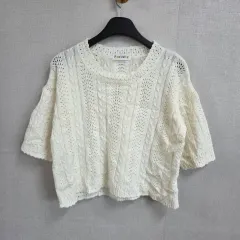 Free Valley 白 ケーブル 半袖 ニット