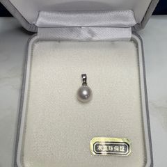 在庫1点のみ8-8.5mm 無調色アコヤパール ペンダント k18ダイヤモンド 